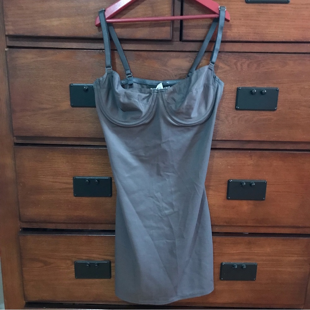 Nancy Ganz Dark Gray Bodyslimmer Shapewear with Removable Straps, Size 34B